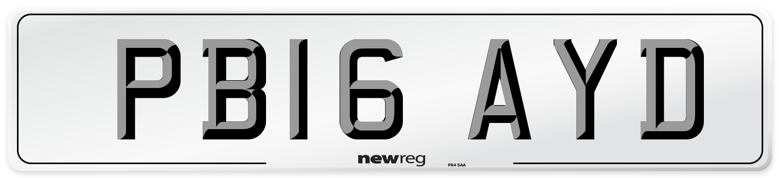PB16 AYD Number Plate from New Reg